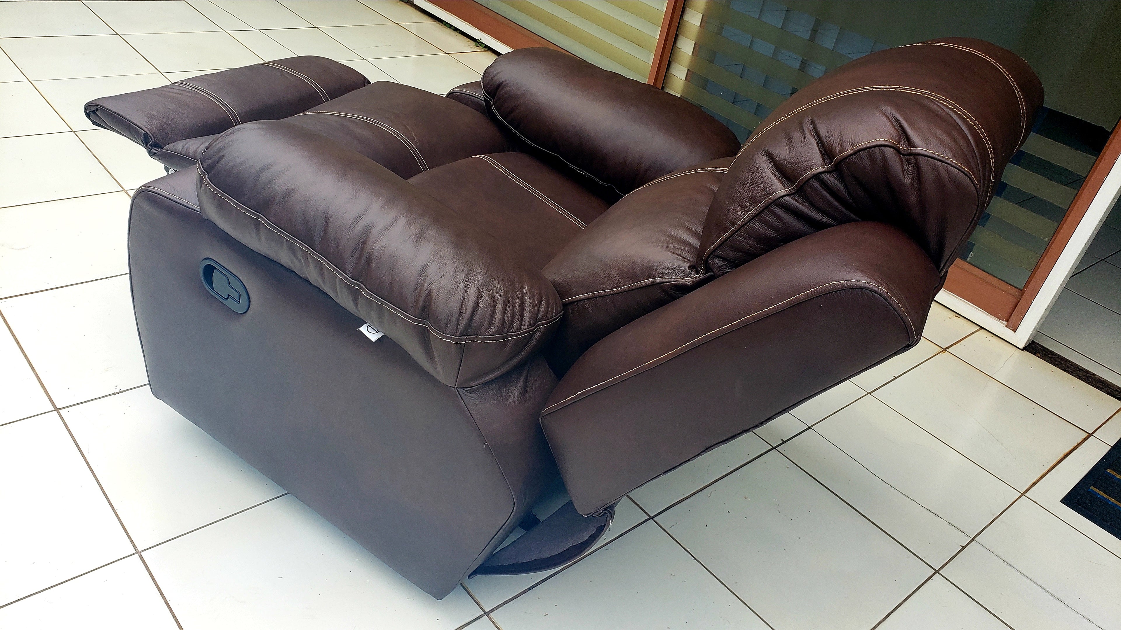 Genuine Leather Brown Recliner Chair