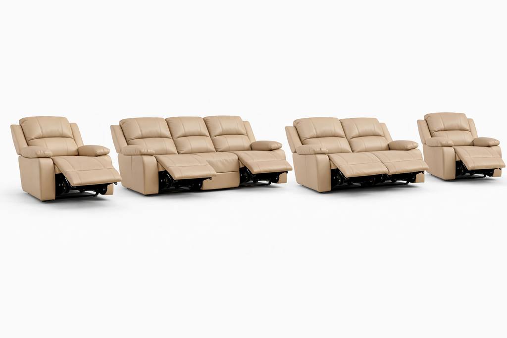 3-2-1-1 Full Recliner Sofa Set – 6 Recliners - Embossed Buffalo Fabric