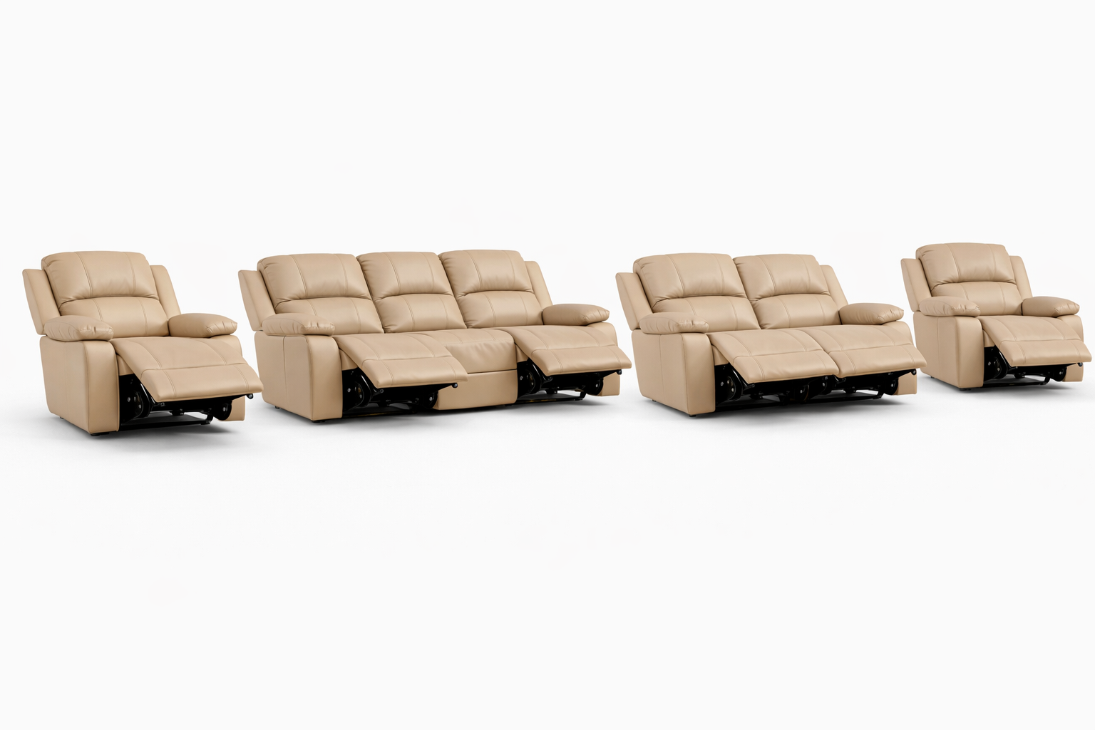 3-2-1-1 Full Recliner Sofa Set – 6 Recliners - Embossed Buffalo Fabric