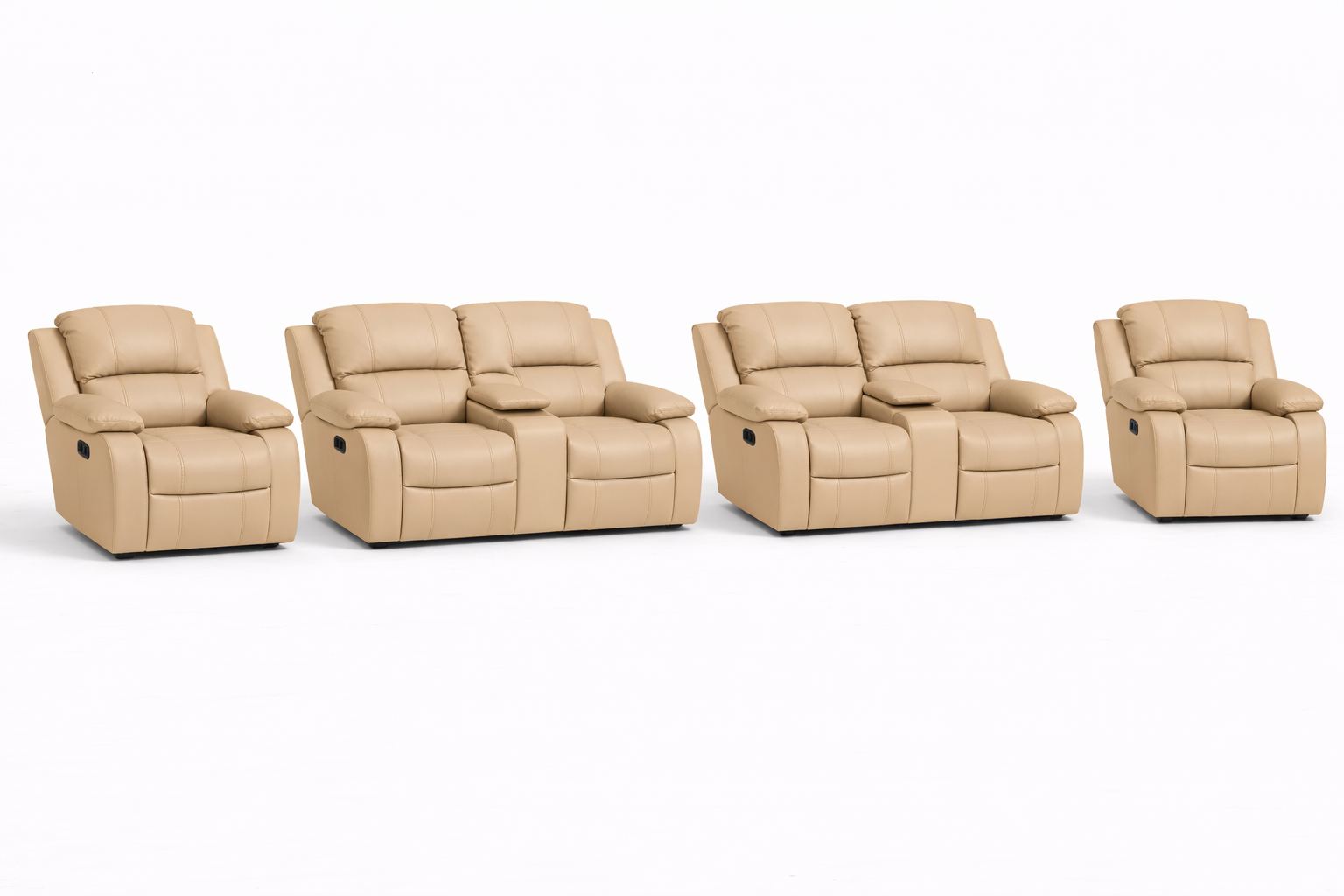 2-2-1-1 Sofa Set with Dual Consoles – Embossed Buffalo Fabric (Static)