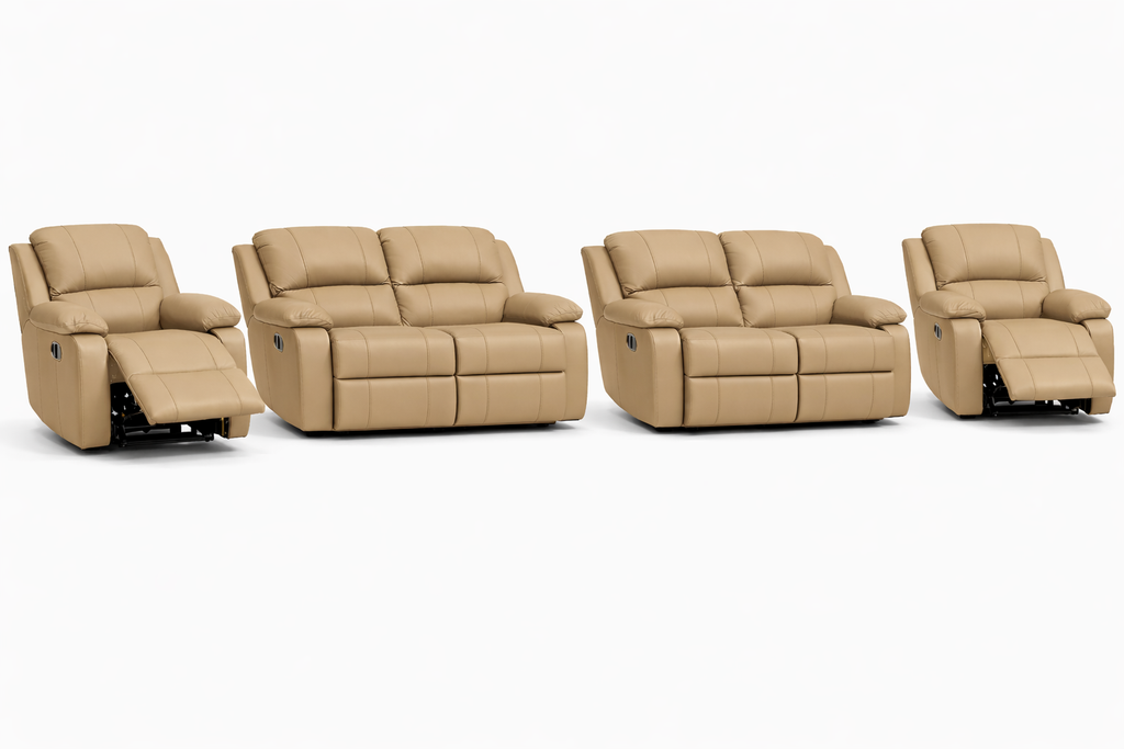 2-2-1-1 Sofa Set with 2 Recliner Chairs – Embossed Buffalo Fabric