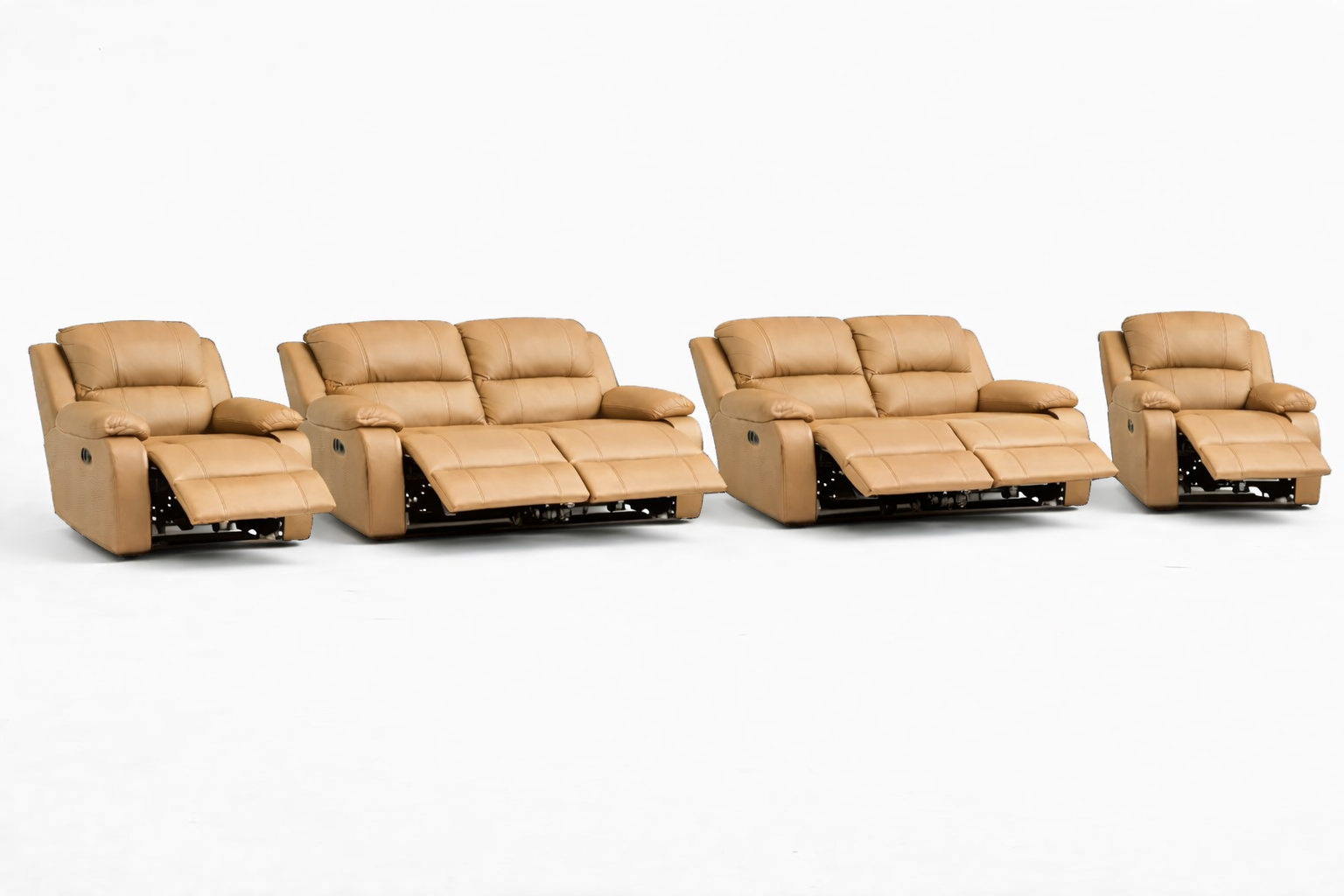 2-2-1-1 Full Recliner Sofa Set – Embossed Buffalo Fabric 6 seats reclining
