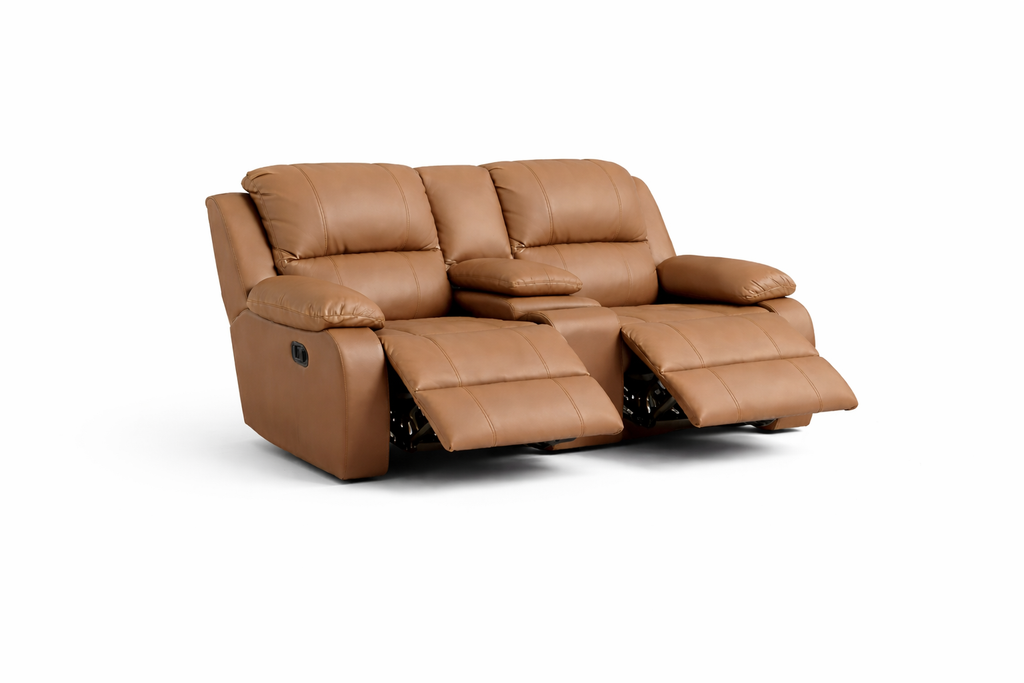 2 Seater Recliner with Console / Cupholders: Embossed Bufallo