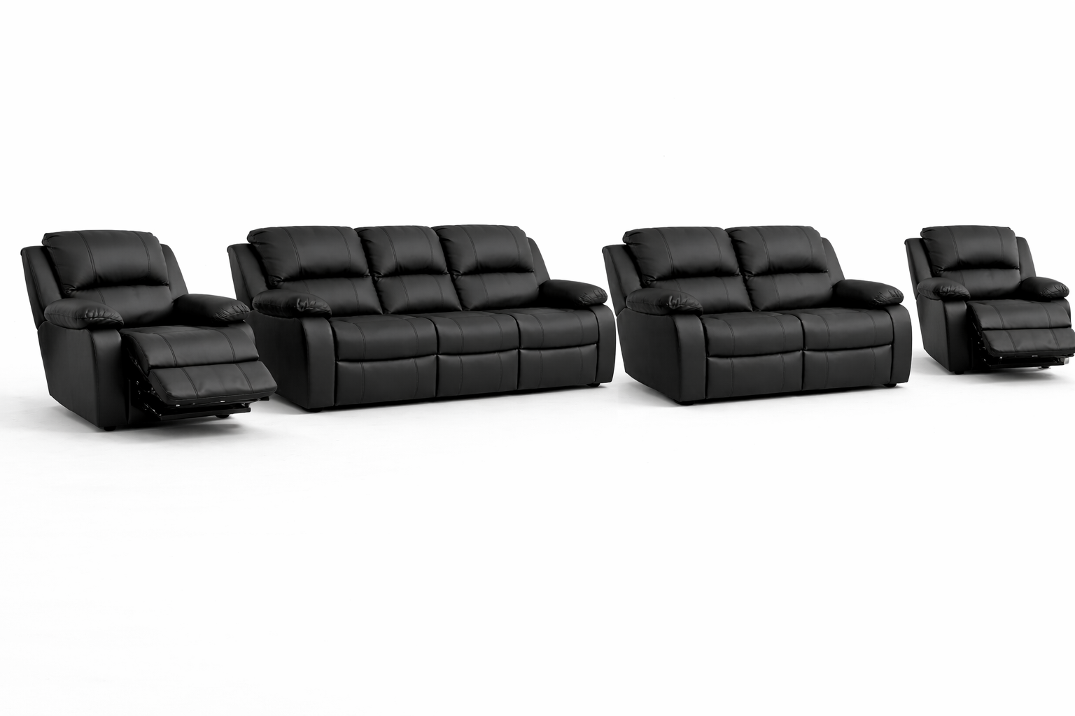 3-2-1-1 Sofa Set with 2 Recliner Chairs – Embossed Buffalo Fabric