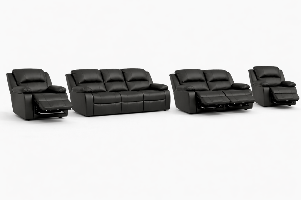 3-2-1-1 Recliner Sofa Set with 4 Recliners – Embossed Buffalo Fabric