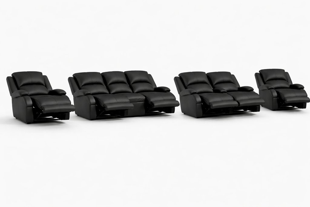 3-2-1-1 Full Recliner Sofa Set – 6 Recliners - Embossed Buffalo Fabric
