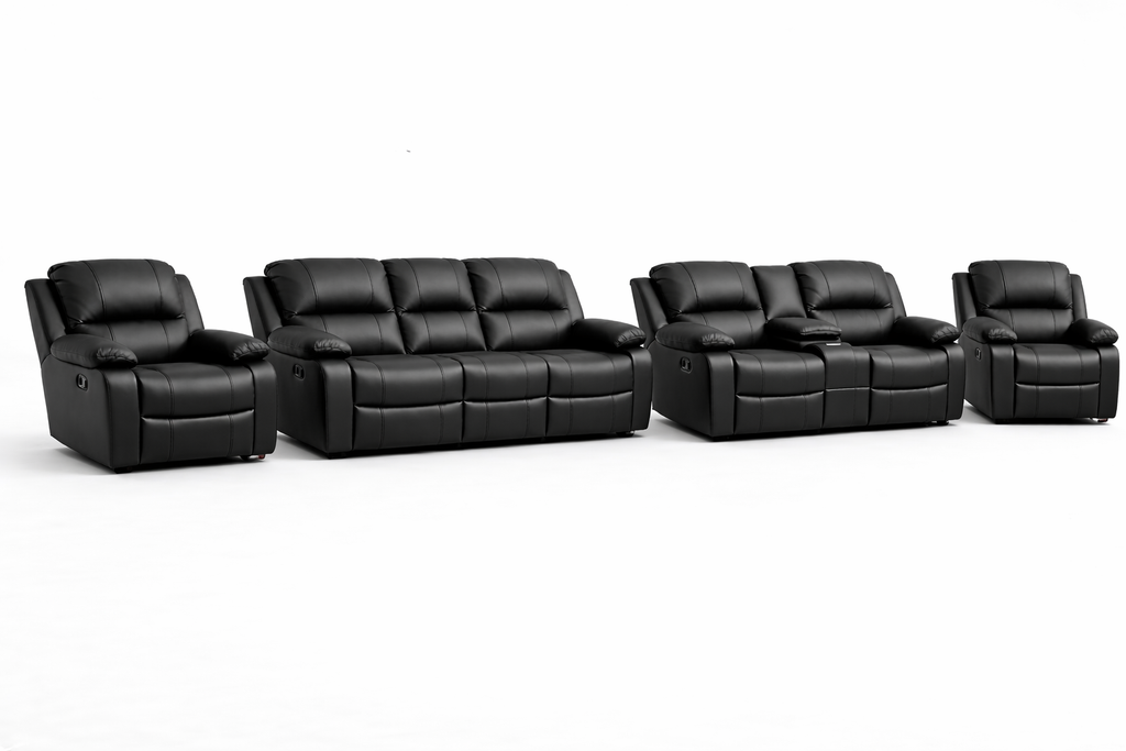 3-2-1-1 Sofa Set with Console – Genuine Leather (Premium Static)