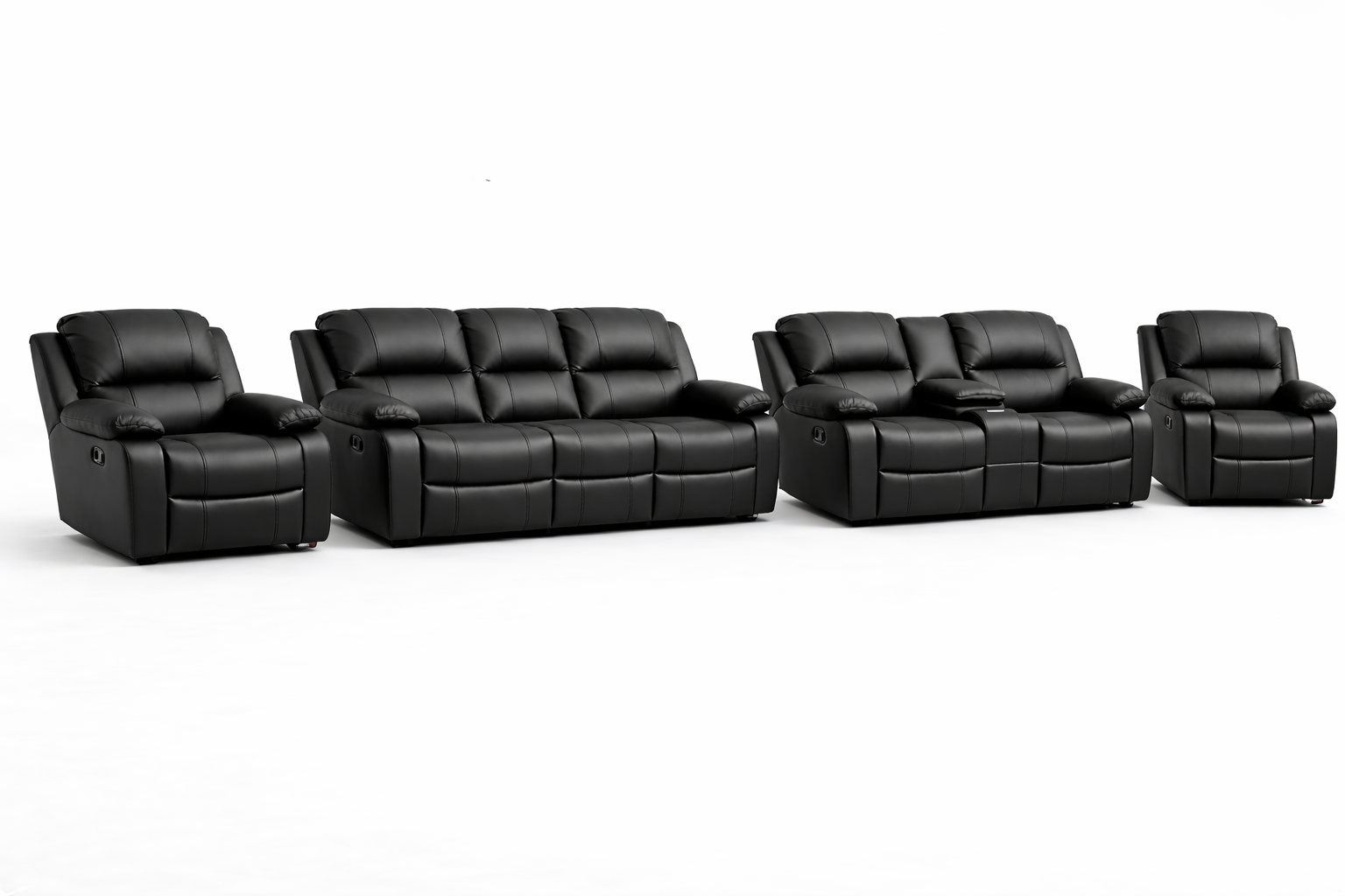 3-2-1-1 Sofa Set with Console – Genuine Leather (Premium Static)