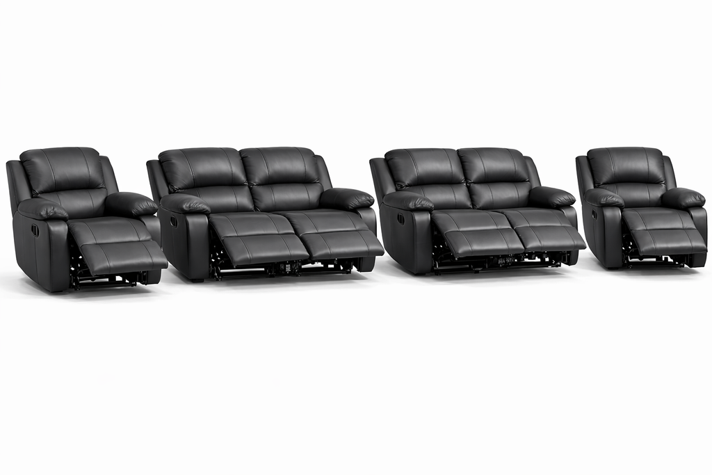 2-2-1-1 Full Recliner Sofa Set – Embossed Buffalo Fabric 6 seats reclining