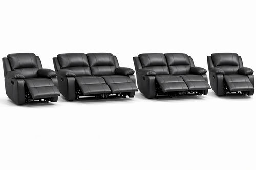 2-2-1-1 Full Recliner Sofa Set – Embossed Buffalo Fabric 6 seats reclining