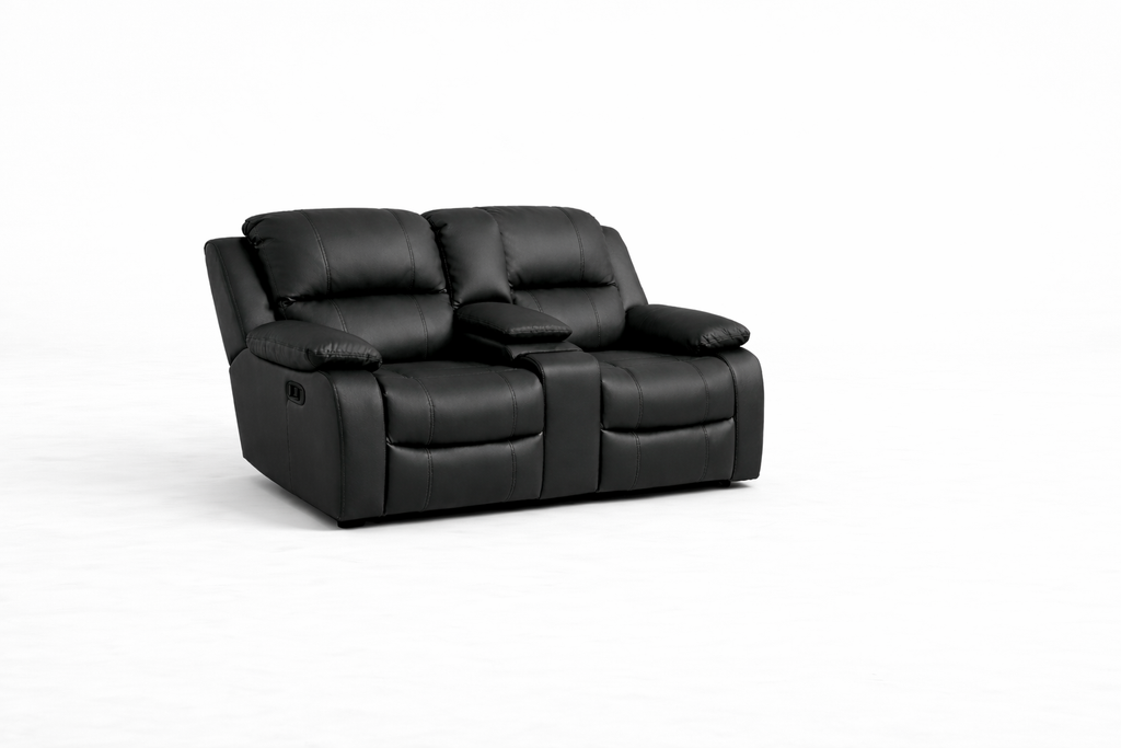 2 seater non Recliner with Console / Cupholders: Embossed Bufallo Fabric
