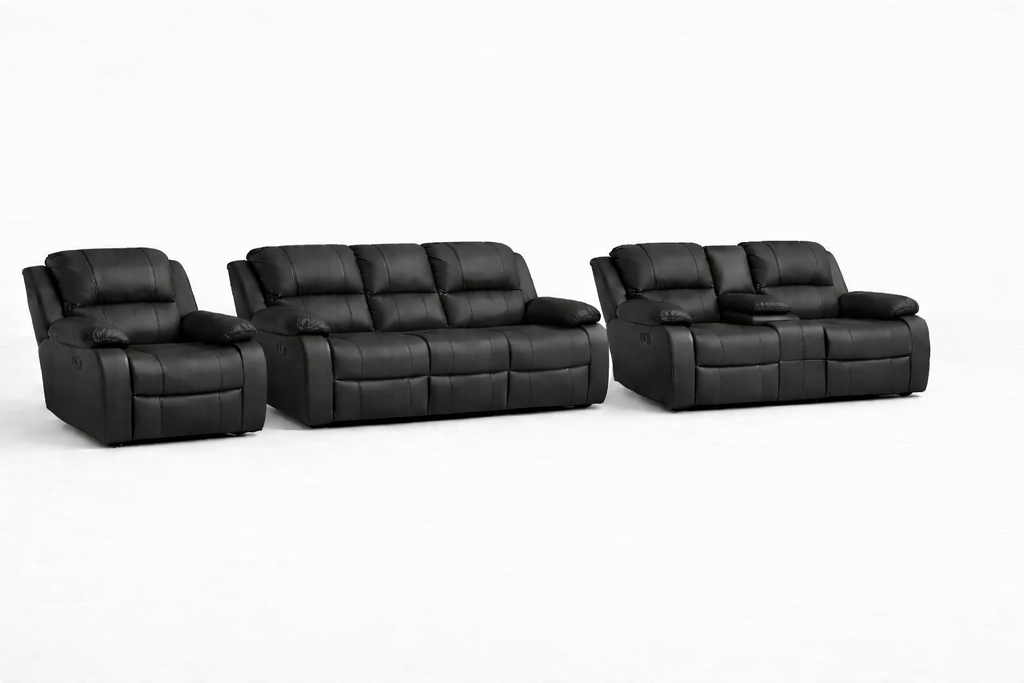 3-2-1 Sofa Set with Console – Embossed Buffalo Fabric (Static)
