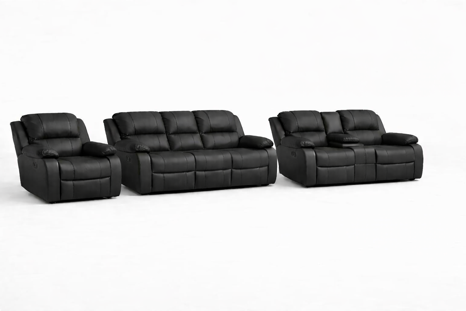 3-2-1 Sofa Set with Console – Embossed Buffalo Fabric (Static)