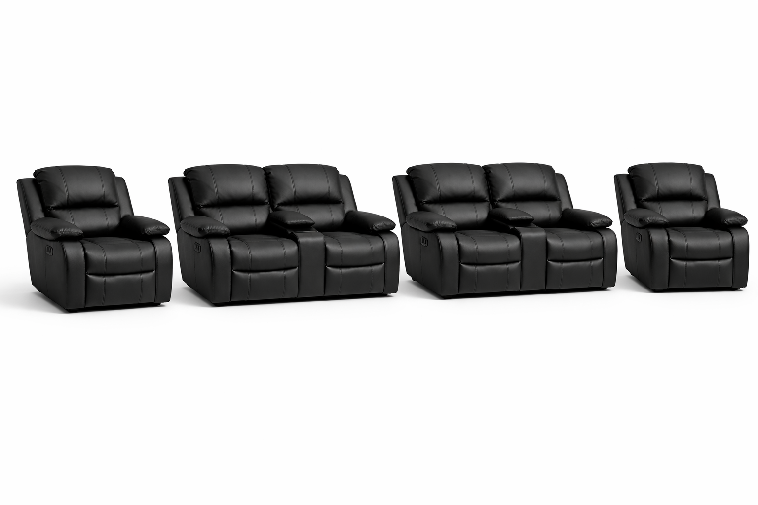 2-2-1-1 Sofa Set with Dual Consoles – Genuine Leather (Premium Static)