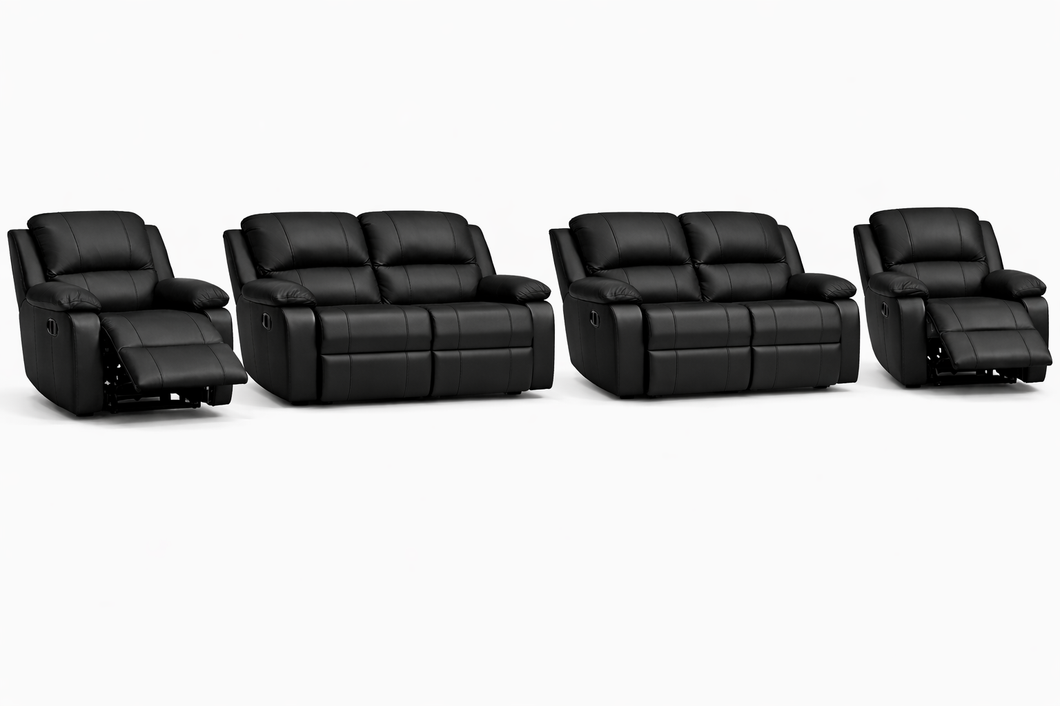 2-2-1-1 Sofa Set with 2 Recliner Chairs – Genuine Leather