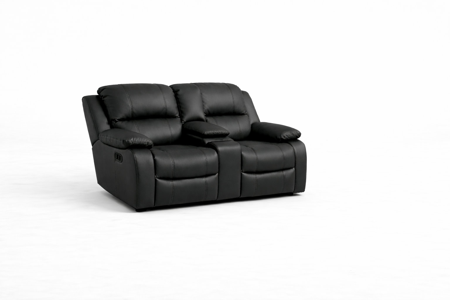 Genuine Leather Two-Seater Sofa with Console – Premium Static