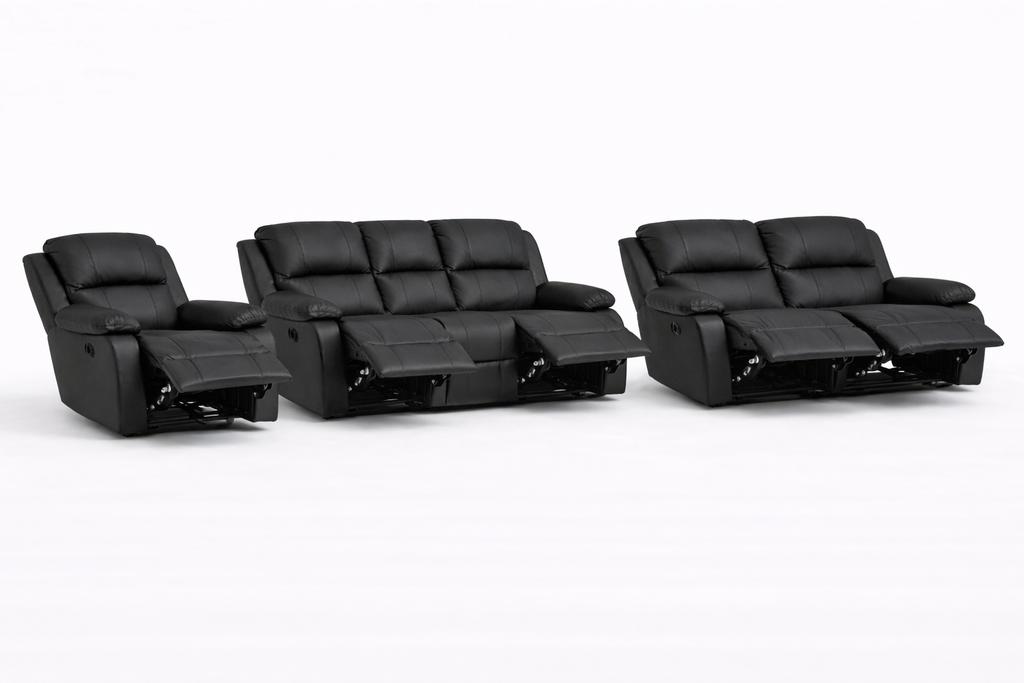 3-2-1 Full Recliner Sofa Set with 6 Recliners – Genuine Leather