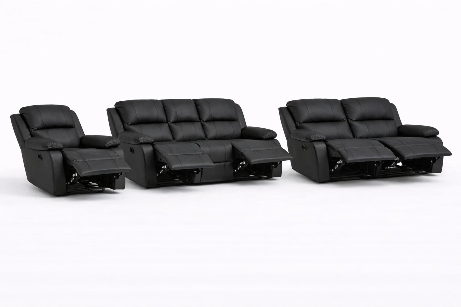 3-2-1 Full Recliner Sofa Set with 6 Recliners – Genuine Leather