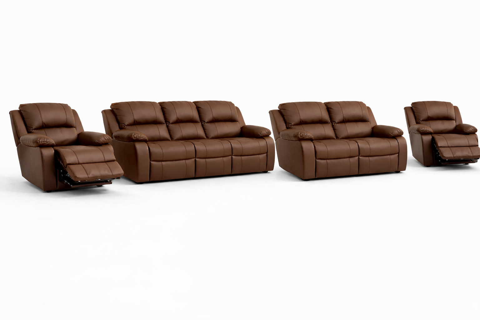 3-2-1-1 Sofa Set with 2 Recliner Chairs – Embossed Buffalo Fabric