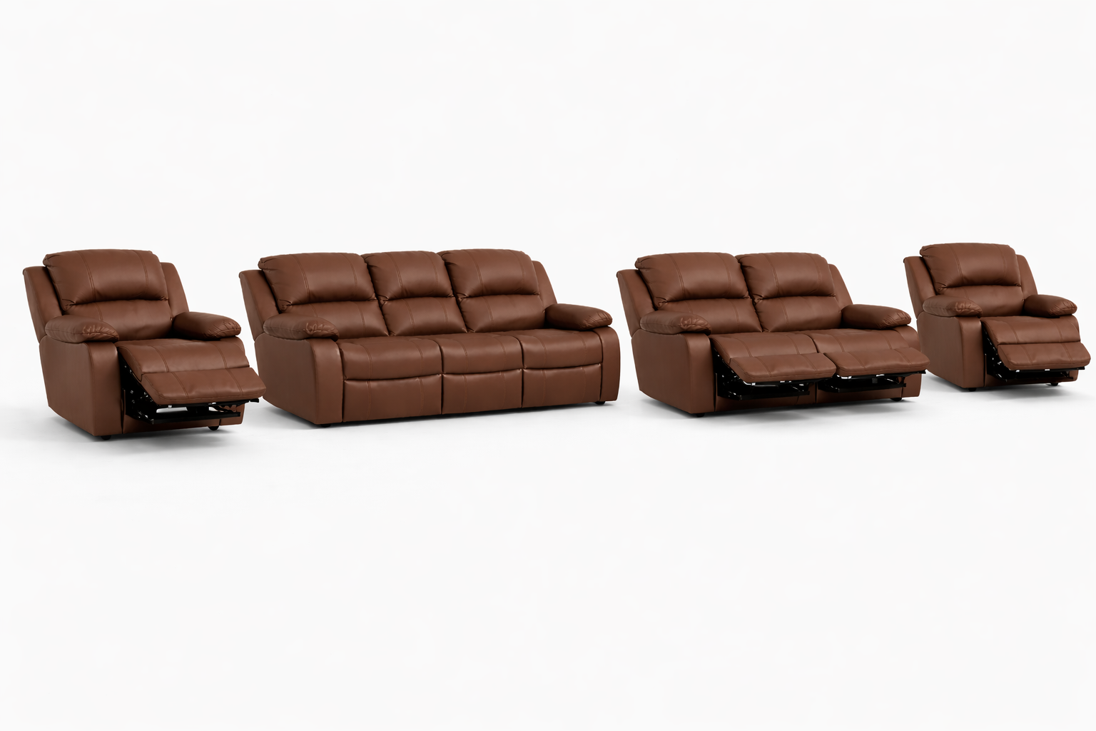 3-2-1-1 Recliner Sofa Set, 4 recliners – Genuine Leather