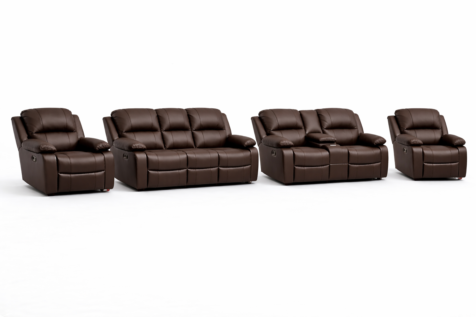 3-2-1-1 Sofa Set with Console – Genuine Leather (Premium Static)