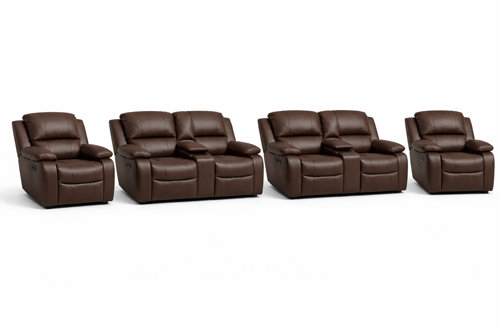 2-2-1-1 Sofa Set with Dual Consoles – Embossed Buffalo Fabric (Static)