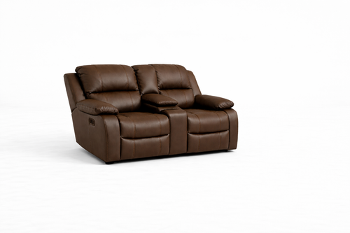 2 seater non Recliner with Console / Cupholders: Embossed Bufallo Fabric