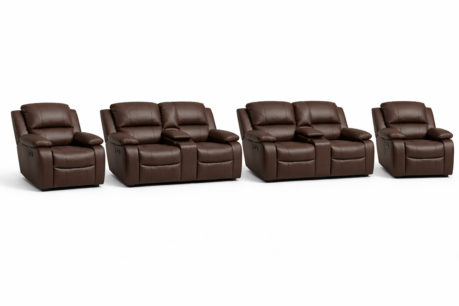 2-2-1-1 Sofa Set with Dual Consoles – Genuine Leather (Premium Static)