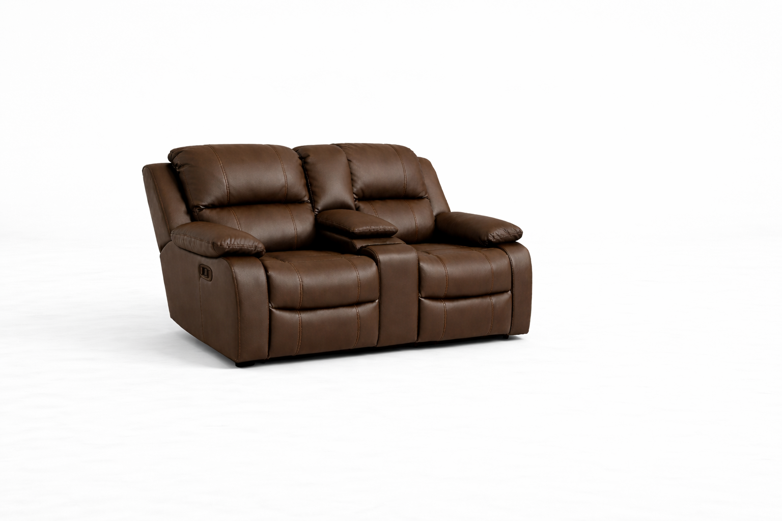 Genuine Leather Two-Seater Sofa with Console – Premium Static