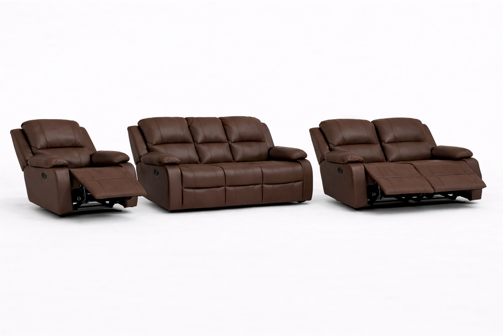 3-2-1 Recliner Sofa Set with 3 recliners – Genuine Leather