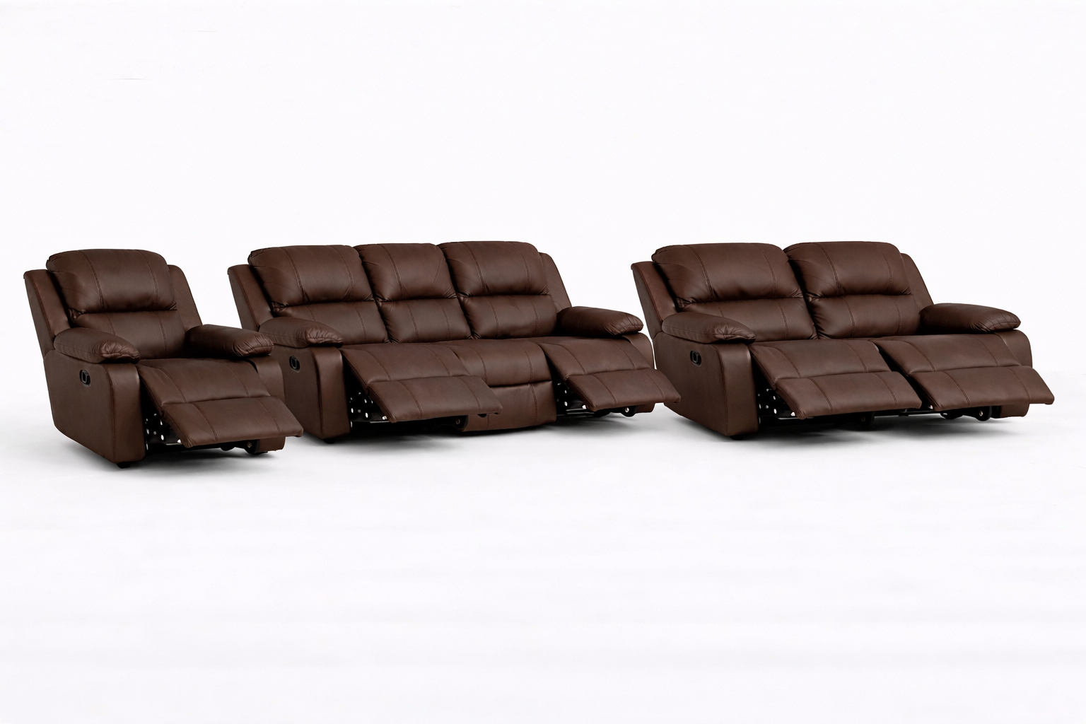 3-2-1 Full Recliner Sofa Set with 6 Recliners – Genuine Leather
