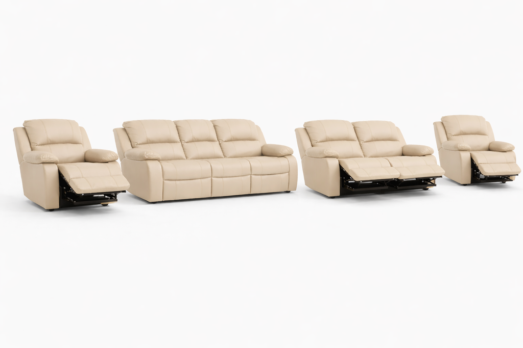 3-2-1-1 Recliner Sofa Set with 4 Recliners – Embossed Buffalo Fabric