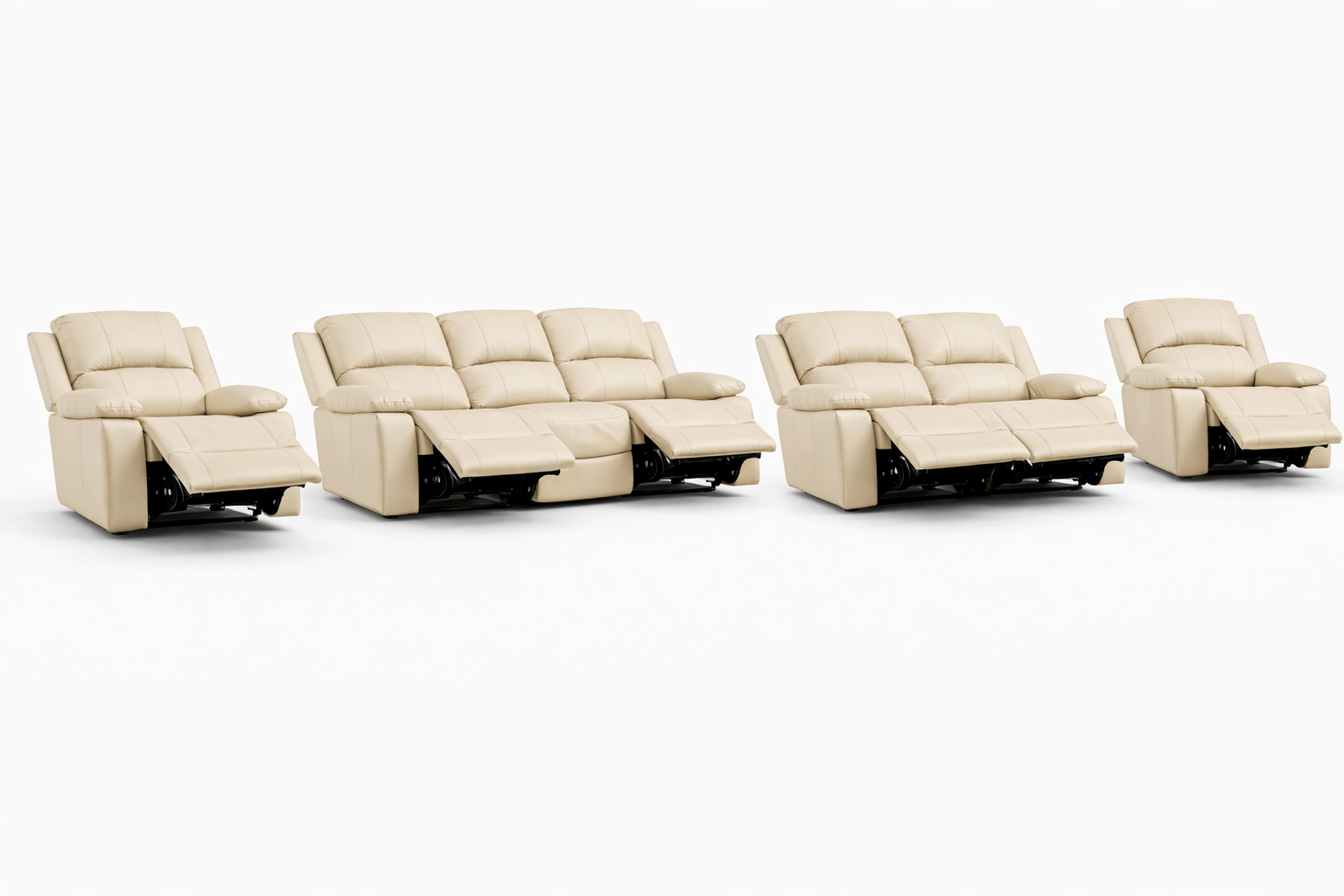 3-2-1-1 Full Recliner Sofa Set – 6 Recliners - Embossed Buffalo Fabric
