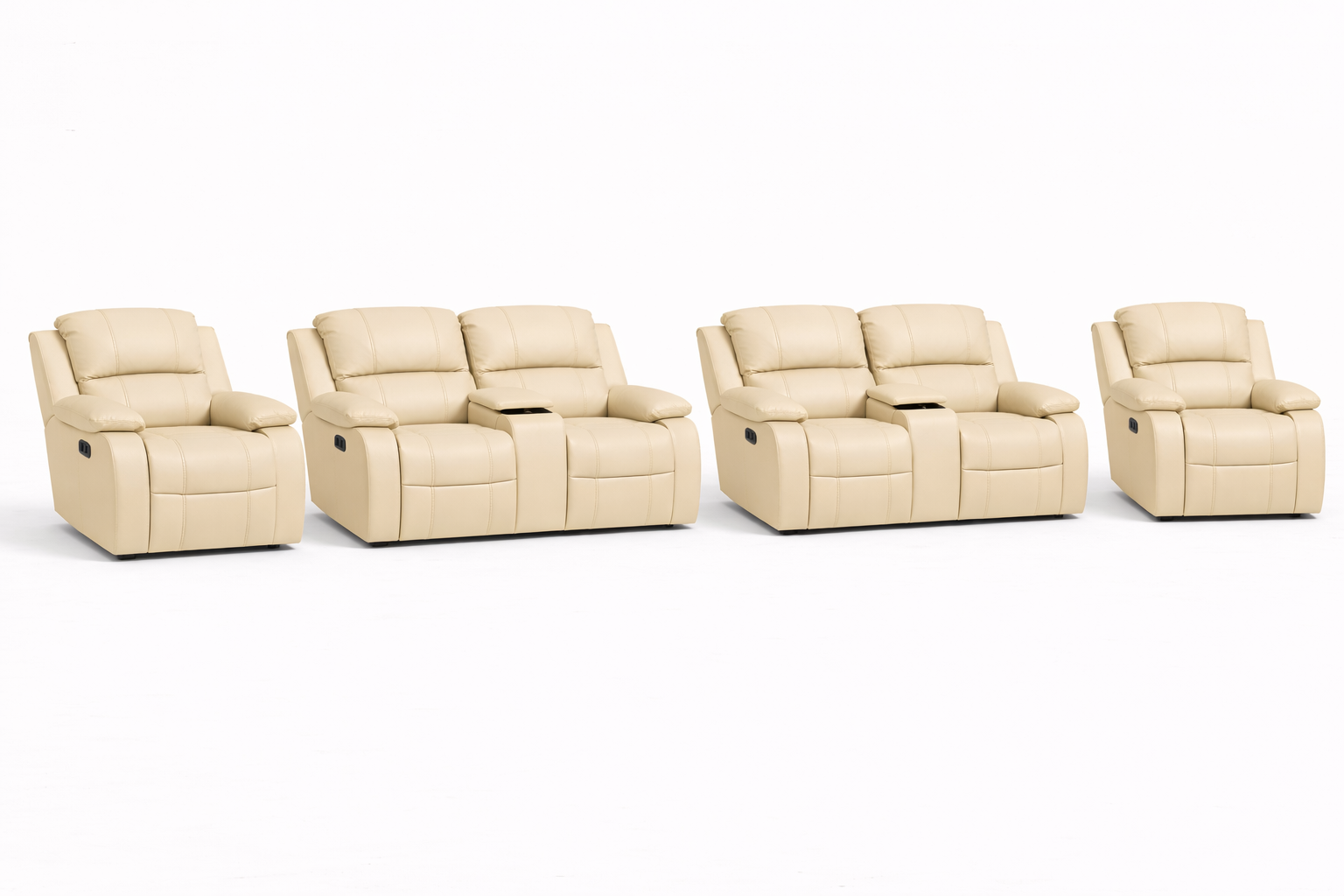 2-2-1-1 Sofa Set with Dual Consoles – Embossed Buffalo Fabric (Static)