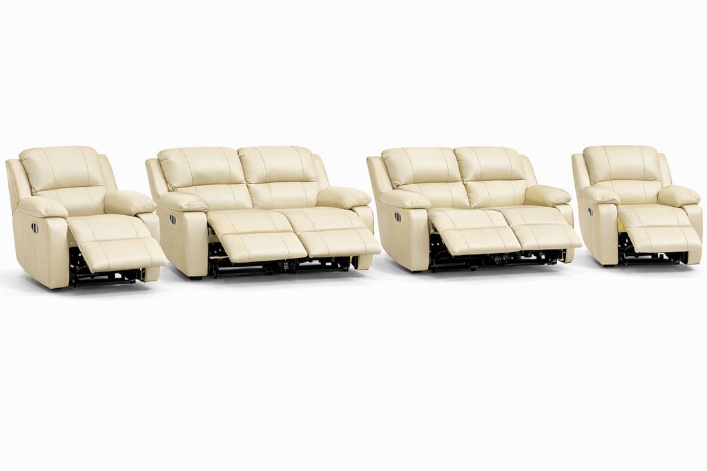 2-2-1-1 Full Recliner Sofa Set – Embossed Buffalo Fabric 6 seats reclining