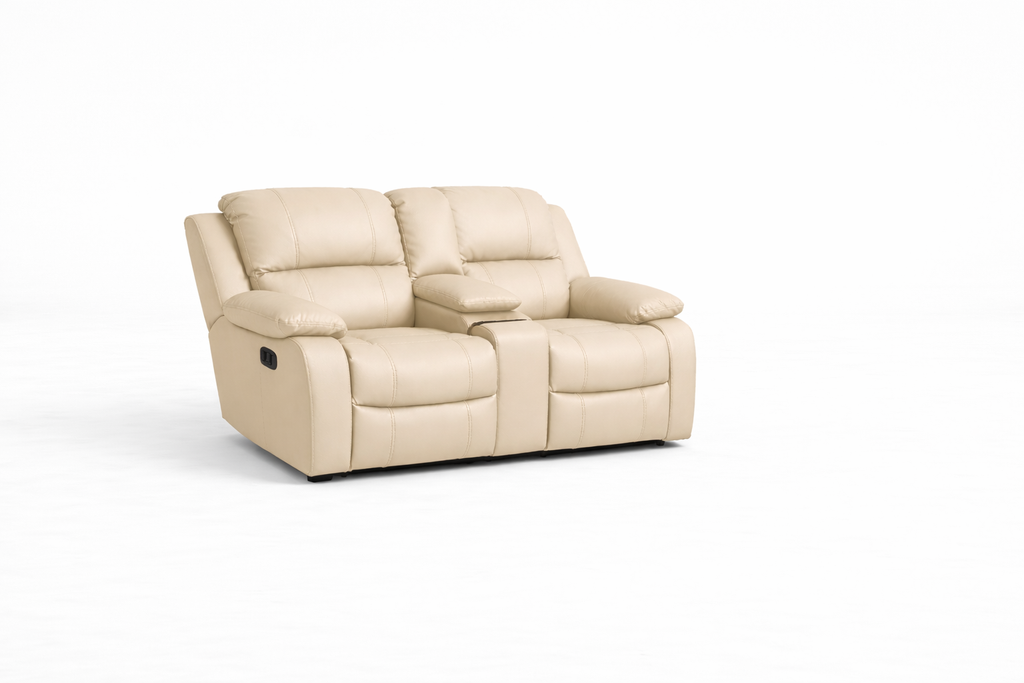2 seater non Recliner with Console / Cupholders: Embossed Bufallo Fabric