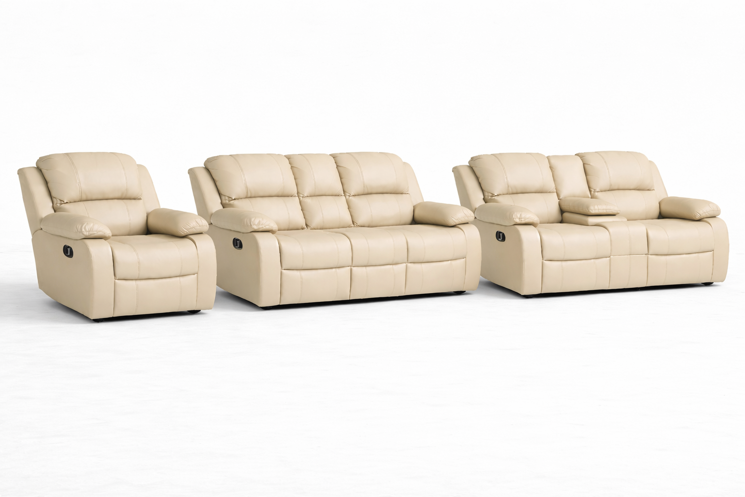 3-2-1 Sofa Set with Console – Embossed Buffalo Fabric (Static)