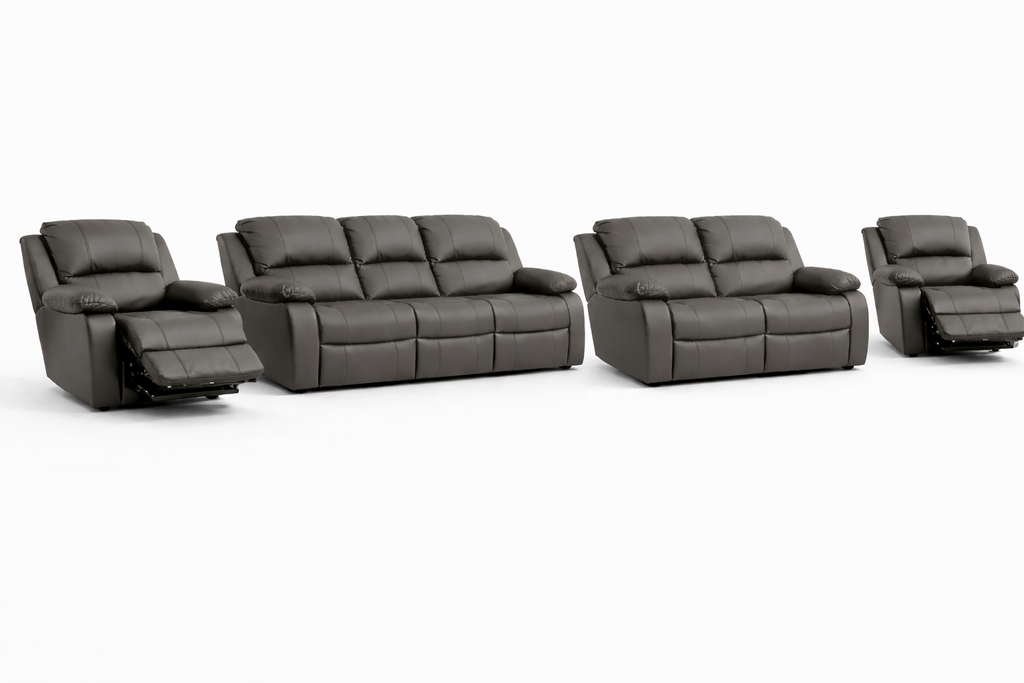 3-2-1-1 Sofa Set with 2 Recliner Chairs – Genuine Leather