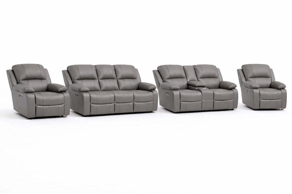 3-2-1-1 Sofa Set with Console – Genuine Leather (Premium Static)