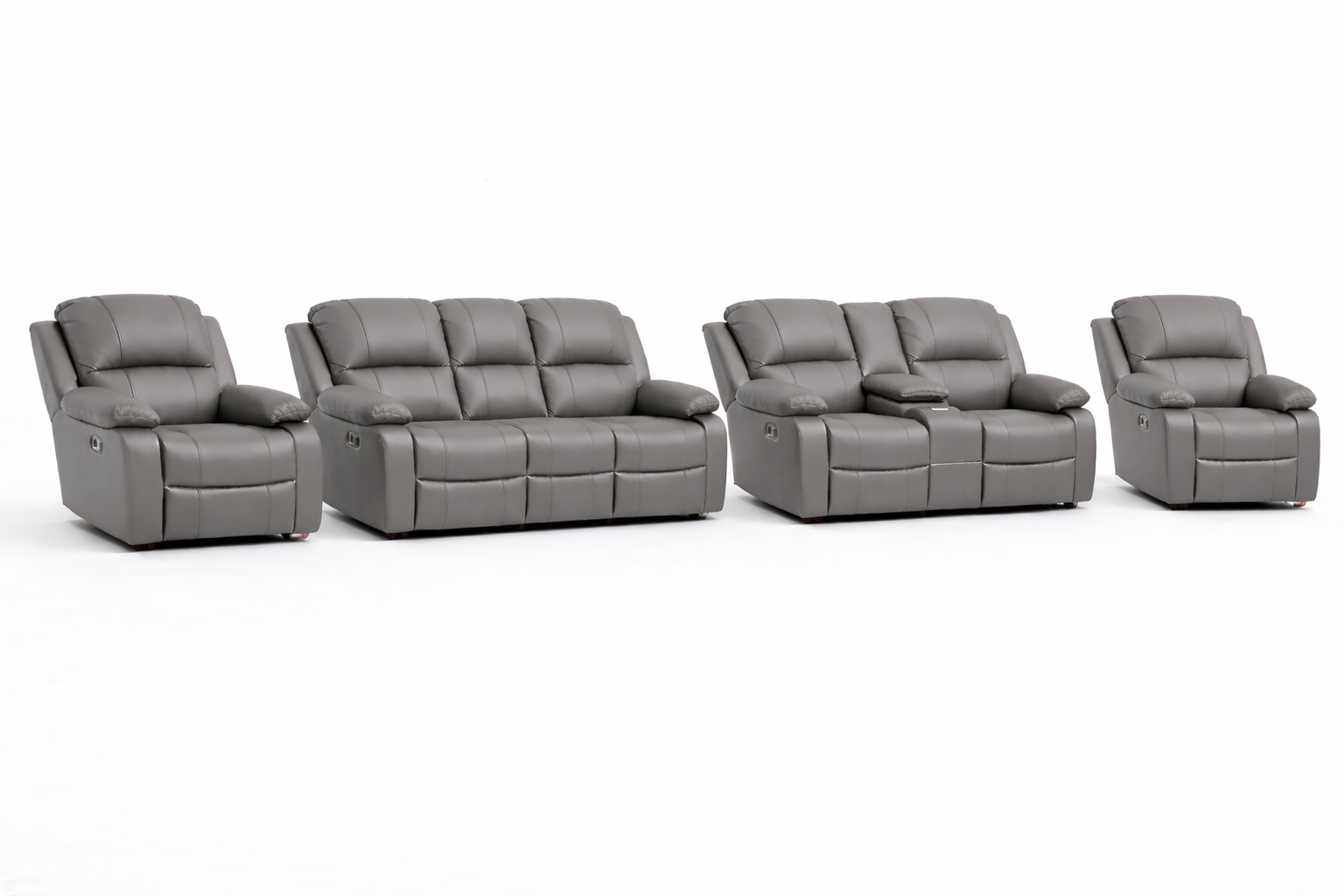 3-2-1-1 Sofa Set with Console – Genuine Leather (Premium Static)