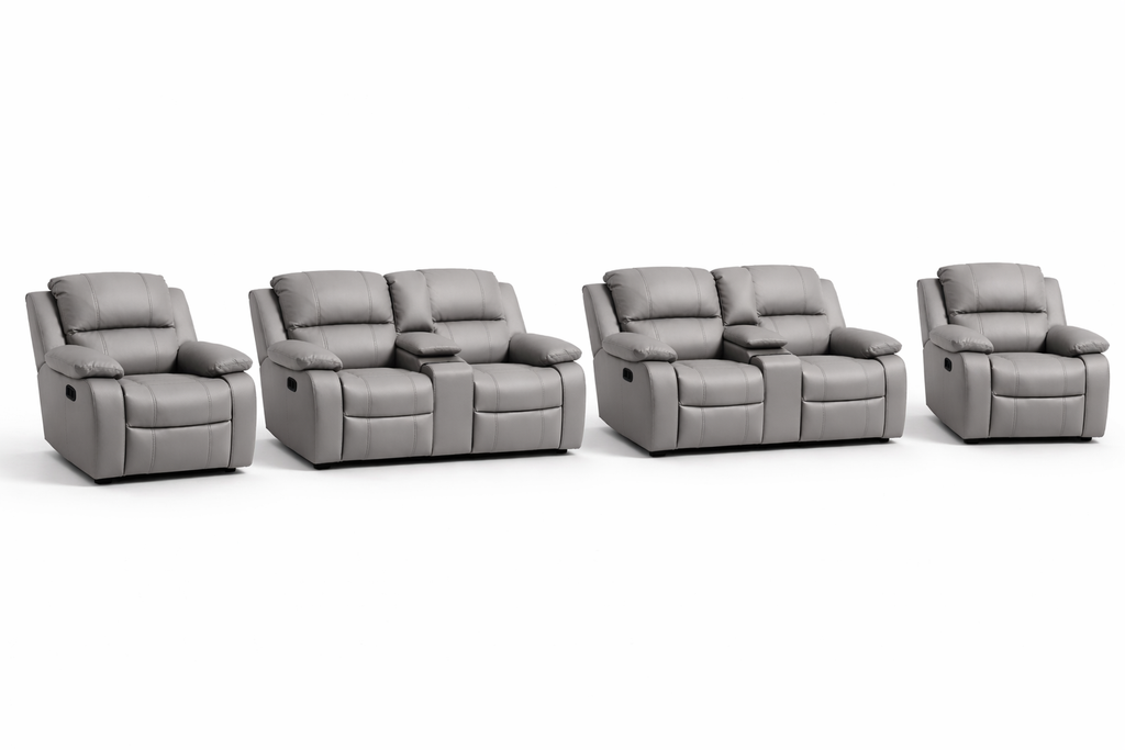 2-2-1-1 Sofa Set with Dual Consoles – Genuine Leather (Premium Static)