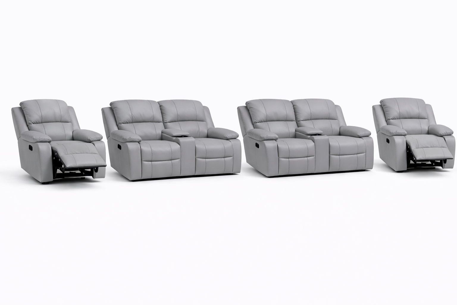 2-2-1-1 Sofa Set with Consoles & 2 Recliner Chairs – Genuine Leather