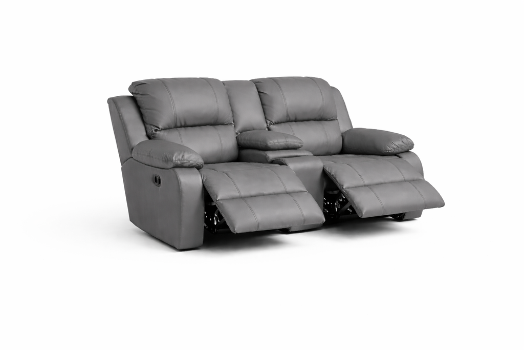Genuine Leather Two-Seater Recliner with Console – Premium Sofa