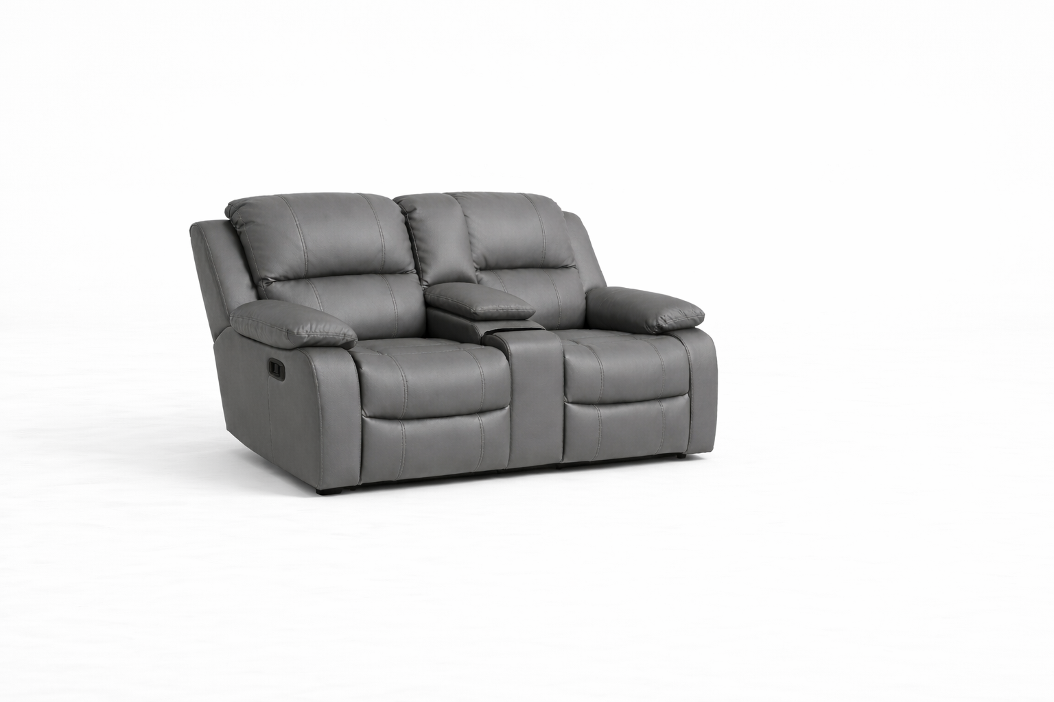Genuine Leather Two-Seater Sofa with Console – Premium Static