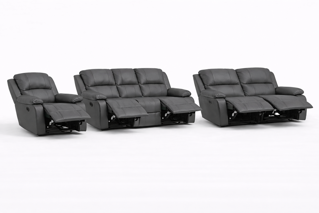 3-2-1 Full Recliner Sofa Set with 6 Recliners – Genuine Leather