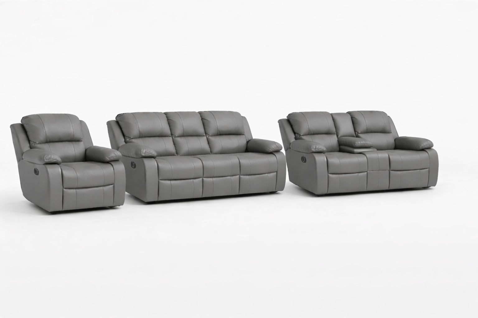 3-2-1 Sofa Set with Console – Genuine Leather (Premium Static)