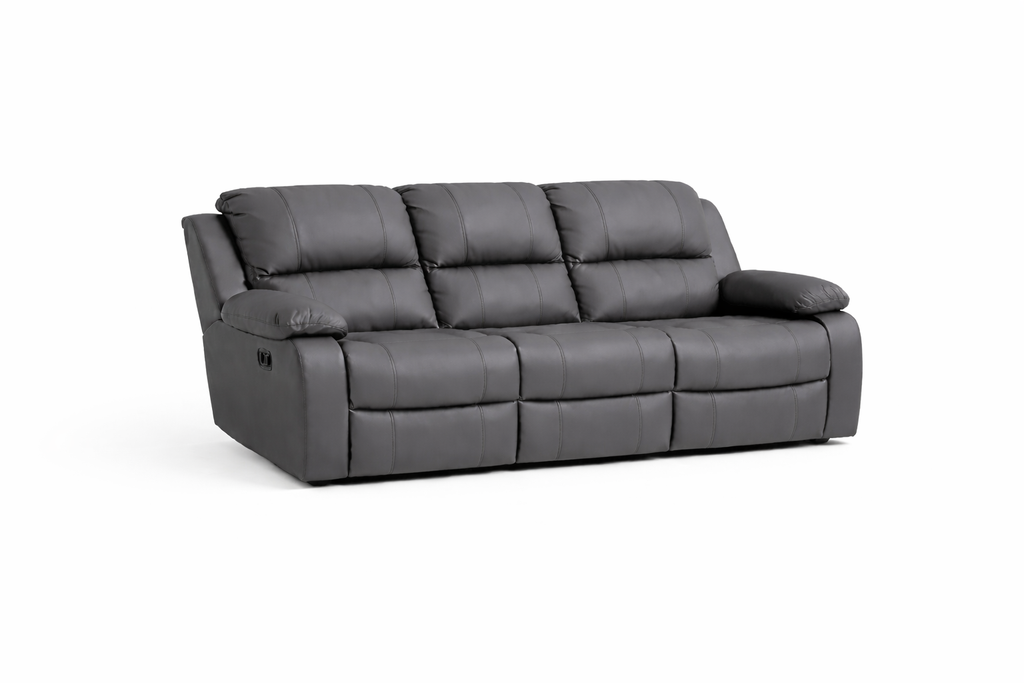Genuine Leather Three-Seater Sofa – Premium Static