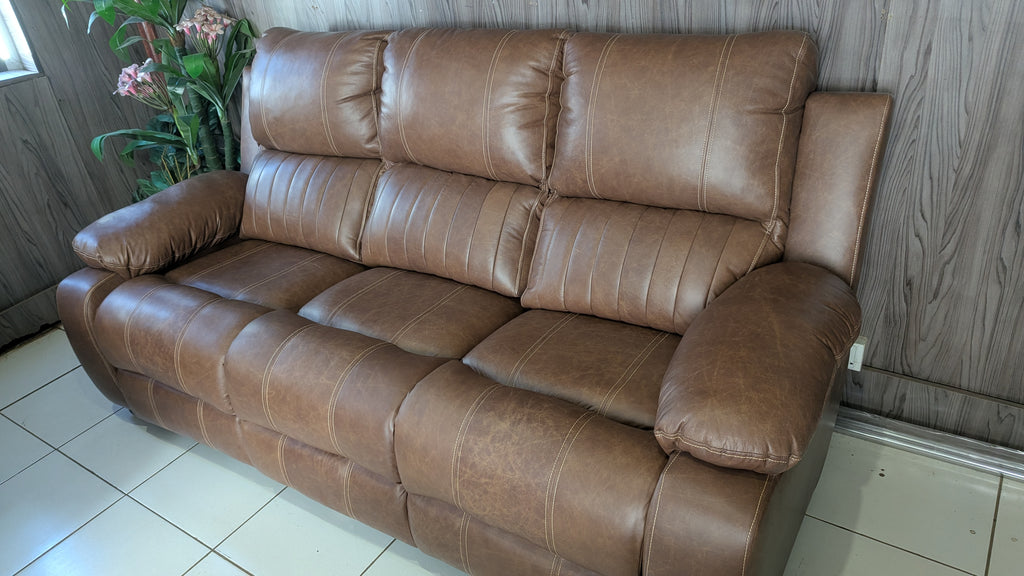 Genuine Leather 6 seater set with 3 recliners and cupholders