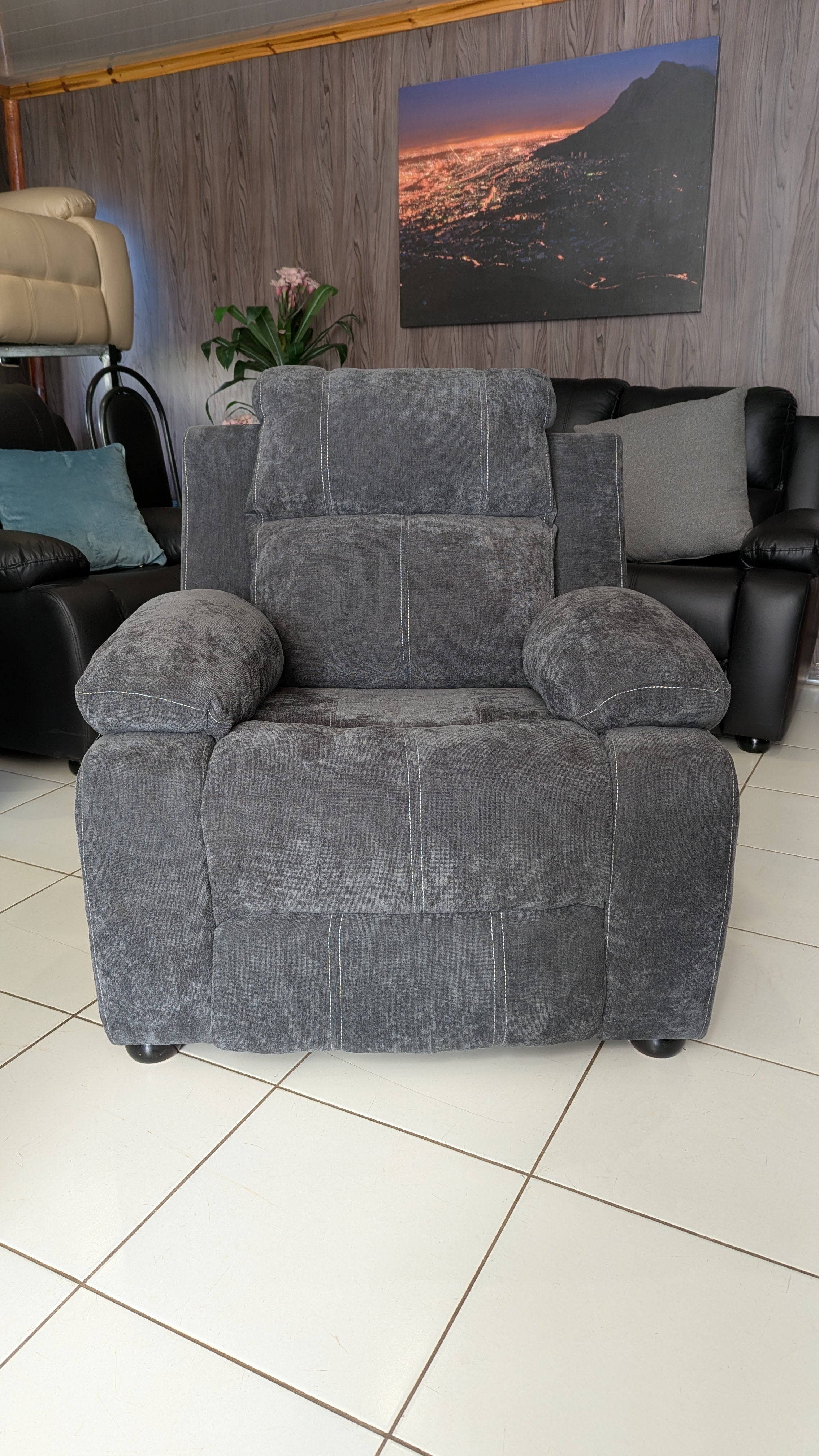 Grey Fabric 1 Seater Chair