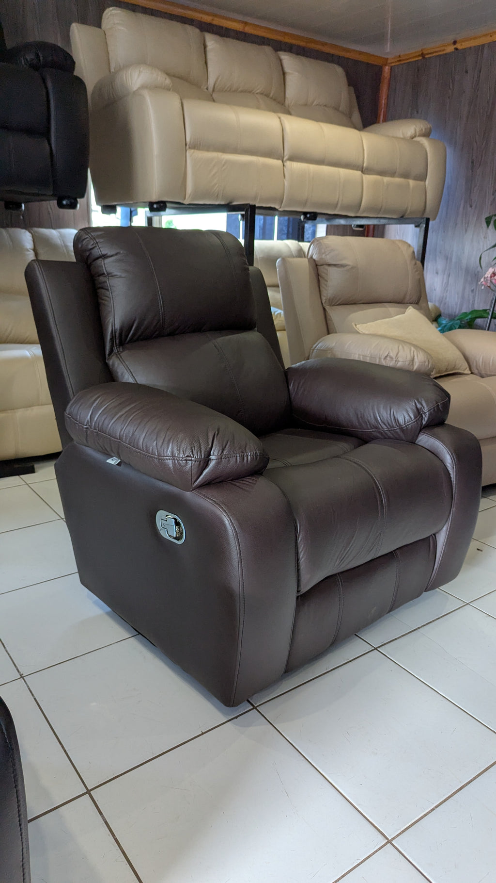Brown Embossed Buffalo Fabric 1 Seater Chair